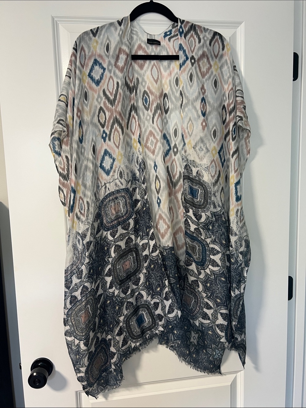 Coco + Carmen Multicolor Ikat & Paisley Swim Coverup - Blue, Gray, Pink, Yellow